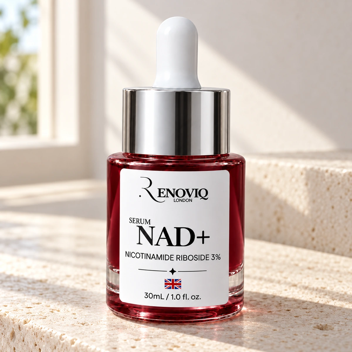 Renoviq NAD serum, individual editorial product photography