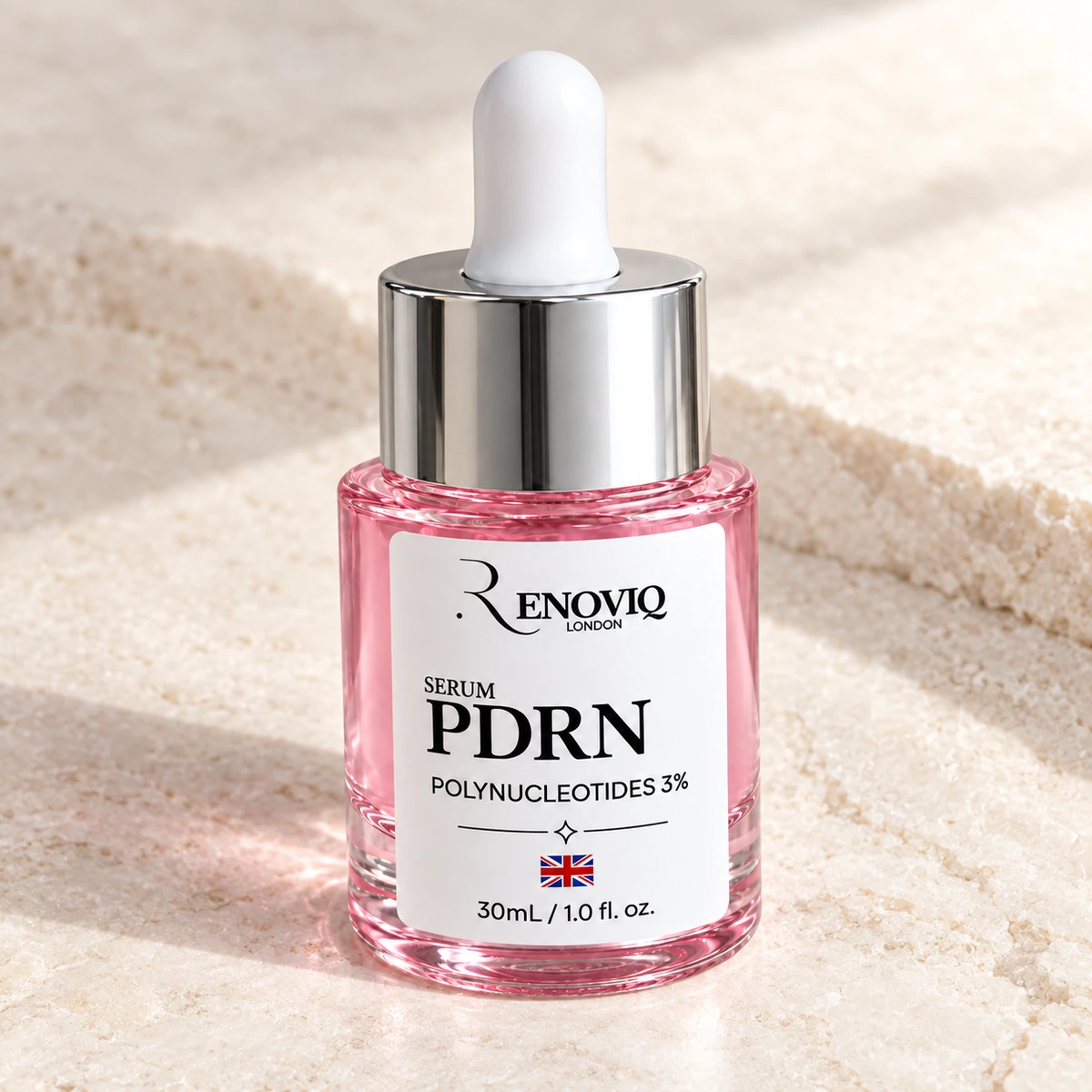 Renoviq PDRN serum, individual editorial product photography